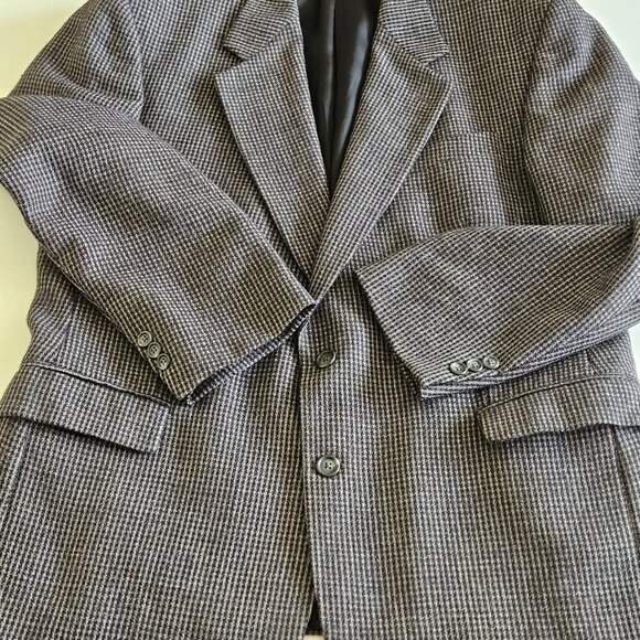 Savile Row Blazer Men US 46 Brown Tweed Wool Alpaca Lined 2B Ventless Vtg FLAWS - Picture 12 of 16